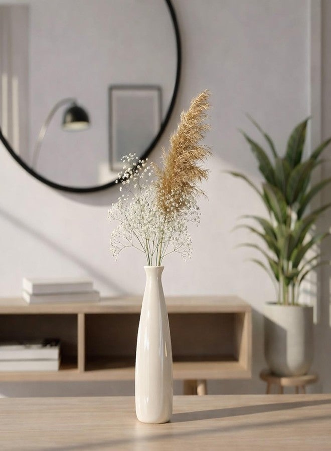 PulGos White Ceramic Flower Vase - Sleek Modern Bottle Design - Elegant Decorative Pot for Home Decor, Living Room Table Centerpiece & Office Desk - Stylish Minimalist Floral Vase for Gift Ideas - Image 3