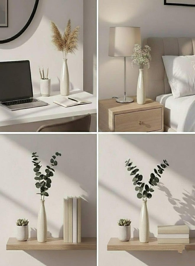 PulGos White Ceramic Flower Vase - Sleek Modern Bottle Design - Elegant Decorative Pot for Home Decor, Living Room Table Centerpiece & Office Desk - Stylish Minimalist Floral Vase for Gift Ideas - Image 4