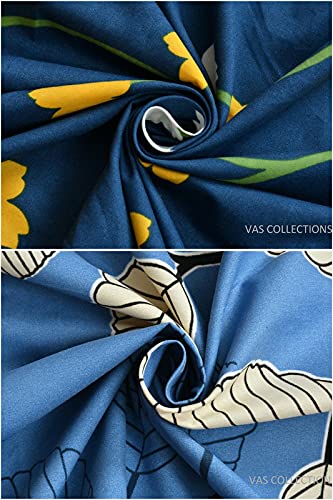 VAS COLLECTIONS Glace-Cotton Single Bedsheet Combo (Pack of 2) | Supersoft 160 TC - Set of 2 bedsheet with 2 Pillow Cover - Breathable & Wrinkle Free - 4 Pcs Set | Cream & Blue - Image 2