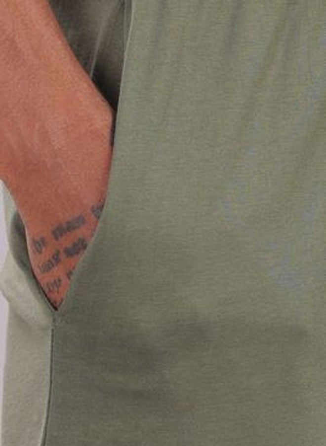 OUTLAWS Olive Green Round Neck T-Shirt & Shorts Co-Ords Set - Image 4