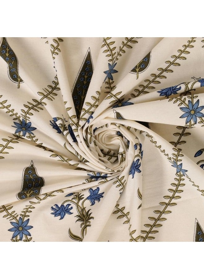 Peepul Tree Pure Cotton Hand-Block Jaipuri Printed Double Bedsheet Set with 2 Pillow Covers | Queen Size | Hand Printed Geometric Design (Cypress Blue, Queen) - Image 5