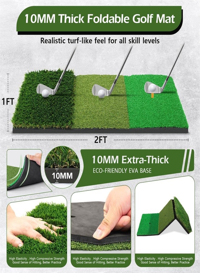 tosoze Golf Net, 10x7FT Home Golf Hitting Aids Equipment with Foldable Tri-Turf Mat for Backyard Driving Chipping Swing with Training Target/Balls/Tee for Outdoor Indoor, Gifts for Men Him Dad Golfers - Image 5