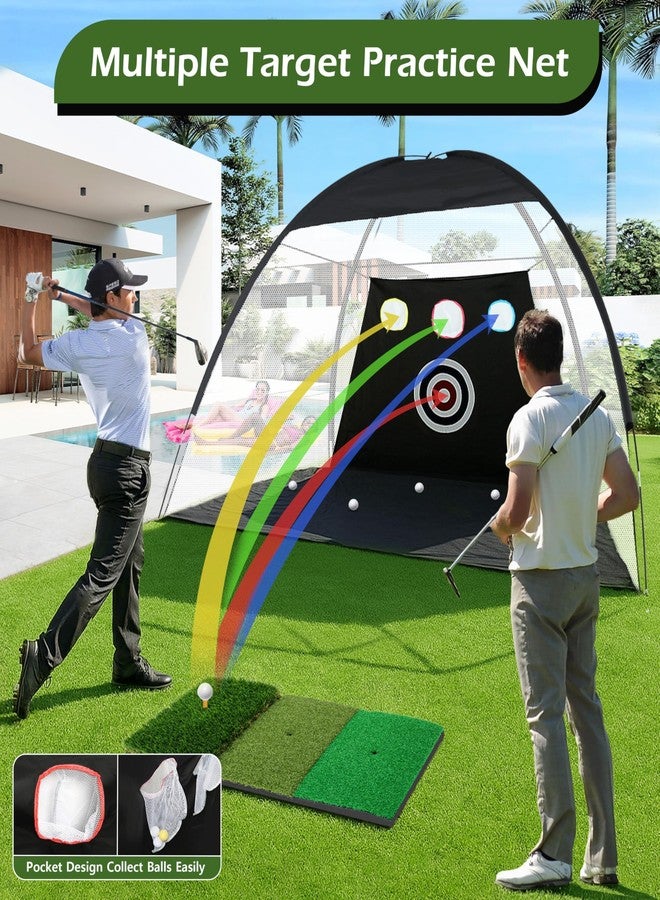tosoze Golf Net, 10x7FT Home Golf Hitting Aids Equipment with Foldable Tri-Turf Mat for Backyard Driving Chipping Swing with Training Target/Balls/Tee for Outdoor Indoor, Gifts for Men Him Dad Golfers - Image 3