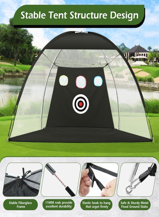 tosoze Golf Net, 10x7FT Home Golf Hitting Aids Equipment with Foldable Tri-Turf Mat for Backyard Driving Chipping Swing with Training Target/Balls/Tee for Outdoor Indoor, Gifts for Men Him Dad Golfers - Image 4
