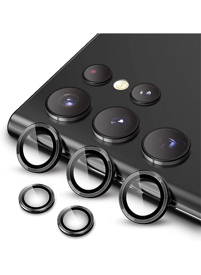 Jetech واقي عدسة الكاميرا لهاتف سامسونج جالاكسي S22 ألترا 5G بحجم 6.8 بوصة، زجاج مقسى بقوة 9H، غلاف حلقة معدني فردي، tray سهل التركيب، شفاف HD، مجموعة من 5 (أسود شبح) - Image 1