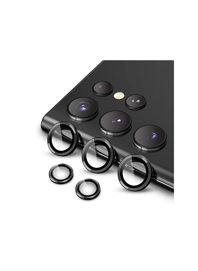 Jetech واقي عدسة الكاميرا لهاتف سامسونج جالاكسي S22 ألترا 5G بحجم 6.8 بوصة، زجاج مقسى بقوة 9H، غلاف حلقة معدني فردي، tray سهل التركيب، شفاف HD، مجموعة من 5 (أسود شبح) - Image 2