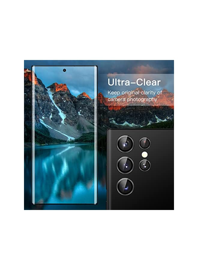 Jetech واقي عدسة الكاميرا لهاتف سامسونج جالاكسي S22 ألترا 5G بحجم 6.8 بوصة، زجاج مقسى بقوة 9H، غلاف حلقة معدني فردي، tray سهل التركيب، شفاف HD، مجموعة من 5 (أسود شبح) - Image 4