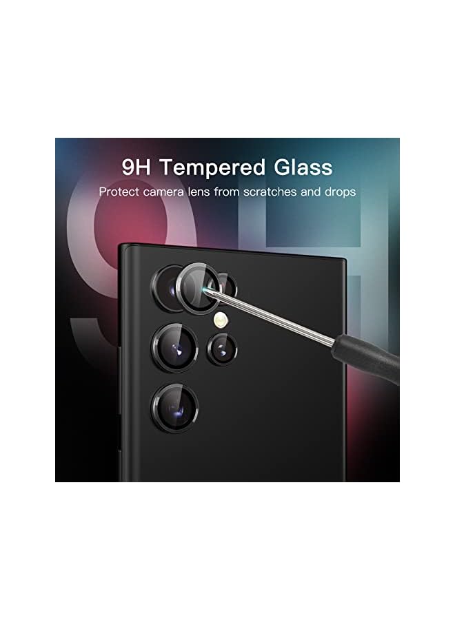 Jetech واقي عدسة الكاميرا لهاتف سامسونج جالاكسي S22 ألترا 5G بحجم 6.8 بوصة، زجاج مقسى بقوة 9H، غلاف حلقة معدني فردي، tray سهل التركيب، شفاف HD، مجموعة من 5 (أسود شبح) - Image 5