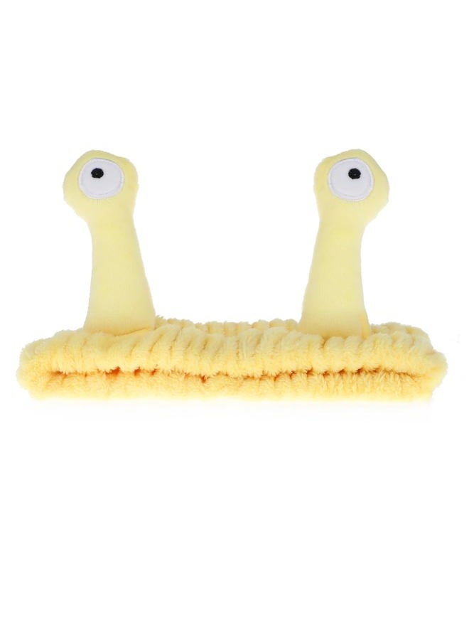 Molain Face Wash Headband, Palm and Snail Spa Hair Bands Makeup Headbands Women Cartoon Cute Coral Fleece Elastic Headband Creative Hair Accessories for Washing Face Shower Sports Beauty Skincare (Yellow) - Image 1