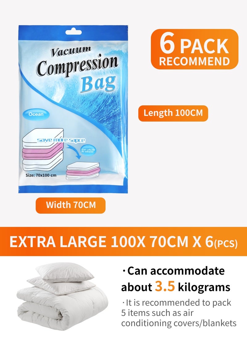 Scented Vacuum Storage Bags with Free Pump, Reusable Compression Bags for Cloths & Travel & Packing Organizer, 6-Pack Space Saver