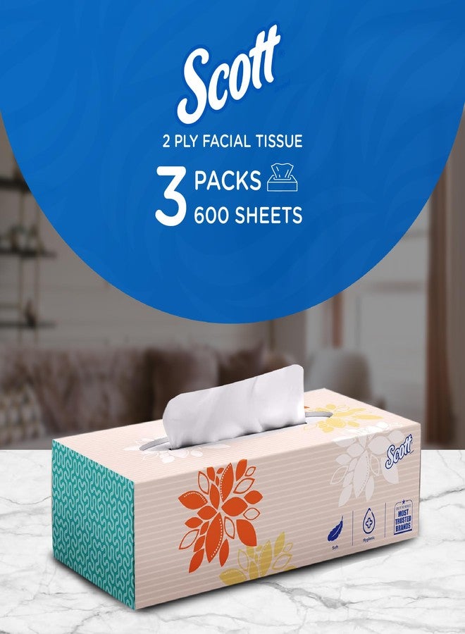 سكوت علبة مناديل وجه مسطحة من طبقتين من كيمبرلي كلارك سكوت، 200 منديل، عبوة من 3 قطع (إجمالي 600 منديل) (60059) - Image 2