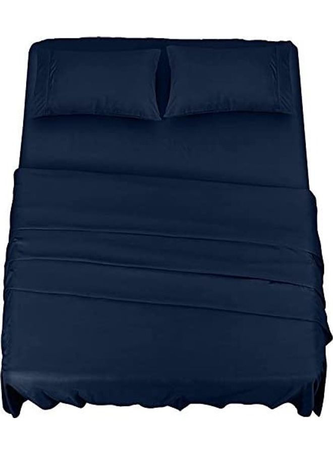 Utopia Bedding Full Sheet Set â€“ 4 Piece Bed Sheets for Full Size Bed, Soft and Breathable Microfiber, Includes 1 Fitted Sheet, 1 Flat Sheet and 2 Pillowcases (Navy Blue)