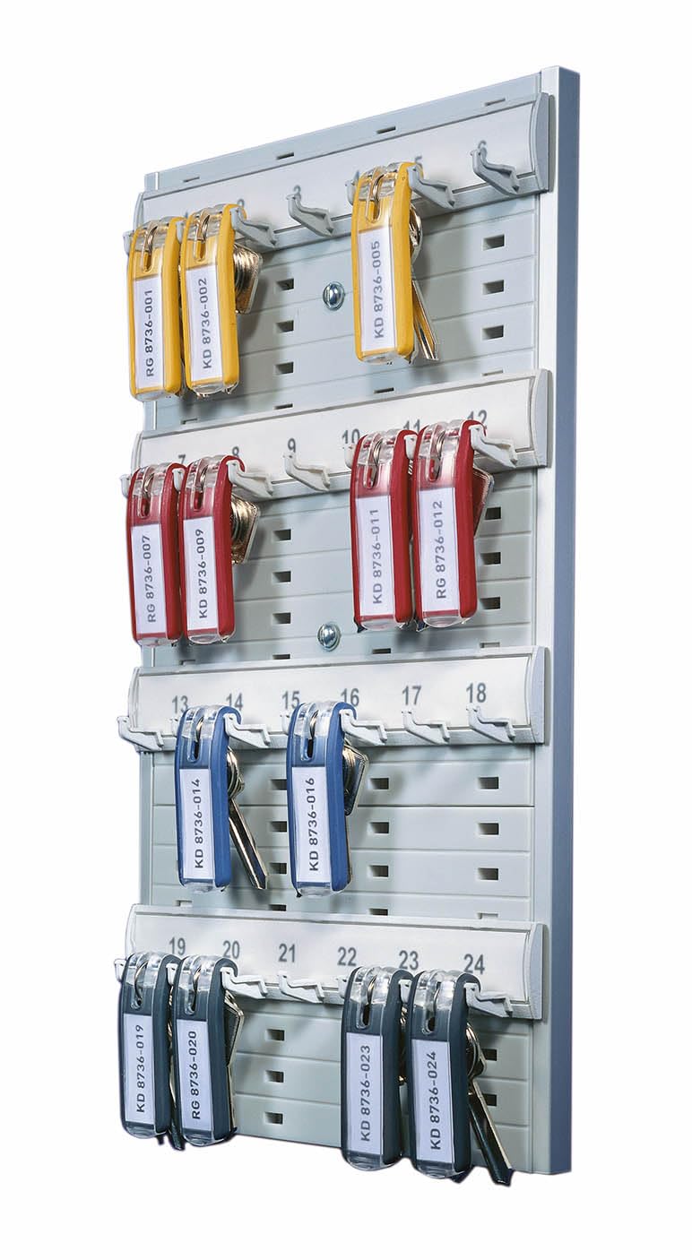 Durable Durable Key Rack, 24-Tag Capacity, Plastic, Gray, 8.38 x 1.38 x 14.13  - Image 1