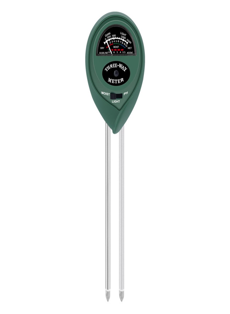 KKmoon Soil pH Meter 3-in-1 Soil Tester with Light pH Meter Gardening Tool for Farm Lawn Indoor Outdoor No Battery Needed Dark Green - Image 1