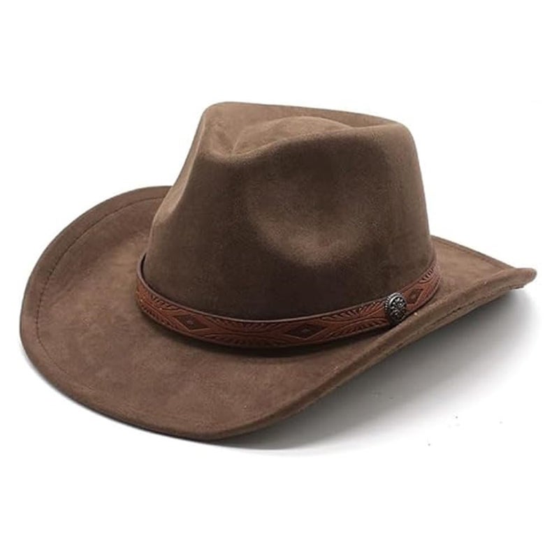 WDEY Cowboy Hat, Wide Brim Brown Adult Felt Hat, Classic Stylish Design Adjustable Breathable Comfortable (Brown) - Image 1