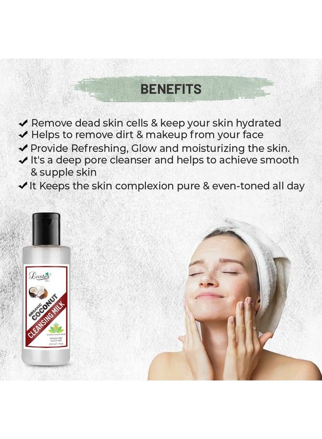 LUSTER Organic Whitening Coconut Cleansing Milk ; Enriched With Coconut Water ; Deep Clean & Refreshing ; Paraben Free 210Ml (Pack Of 2) - Image 4