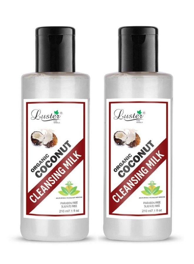 LUSTER Organic Whitening Coconut Cleansing Milk ; Enriched With Coconut Water ; Deep Clean & Refreshing ; Paraben Free 210Ml (Pack Of 2) - Image 1