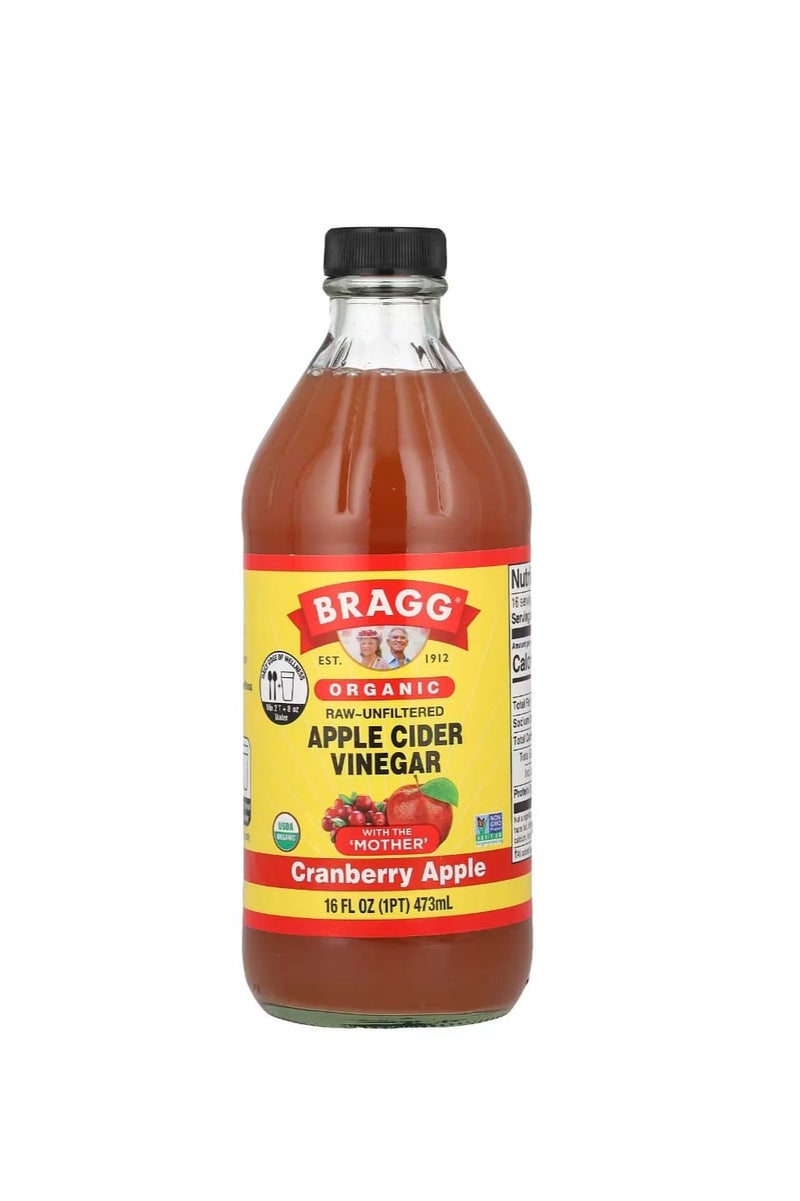 Bragg Organic Apple Cider Vinegar "The Original Vinegar" Cranberry Apple Flavor 16 fl oz (473 ml) - Image 1
