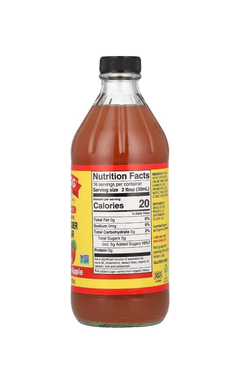 Bragg Organic Apple Cider Vinegar "The Original Vinegar" Cranberry Apple Flavor 16 fl oz (473 ml) - Image 2