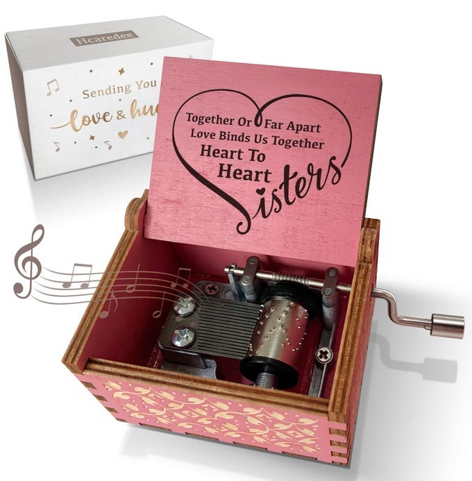 SISTER GIFTS FROM SISTER MUSIC BOX FOR SISTERS BIRTHDAYYOU ARE MY SUNSHINE HAND CRANK WOODEN MUSICAL BOXESCHRISTMAS GRADUATION PRESENTS FOR BEST FRIENDS FEMALE SOUL SISTER BESTIE BFFPINK
