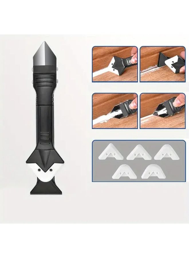 3 In 1 Caulking Tool Set With Stainless Steel Head Ergonomic Handle Sharp Blade - Image 2
