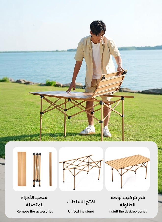 استكشاف الجبال طقم طاولة وكراسي قابلة للطي من 5 قطع للتخييم الخارجي مع حقيبة تخزين – قوي التحمل، سهل الحمل والتخزين، مناسب للنزهات العائلية والشواء - Image 5