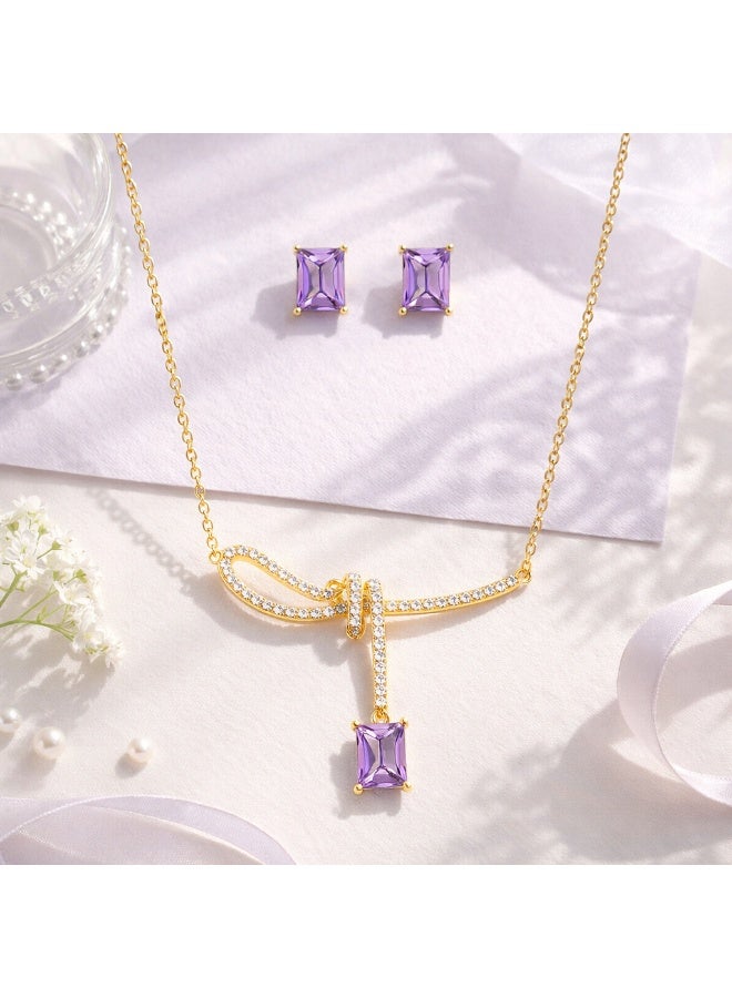 MTZ Women Jewellery Set, 14K Gold Plated Dainty Pendant Necklace & Stud Earrings Set for Wedding Party Daily Wear - Image 2