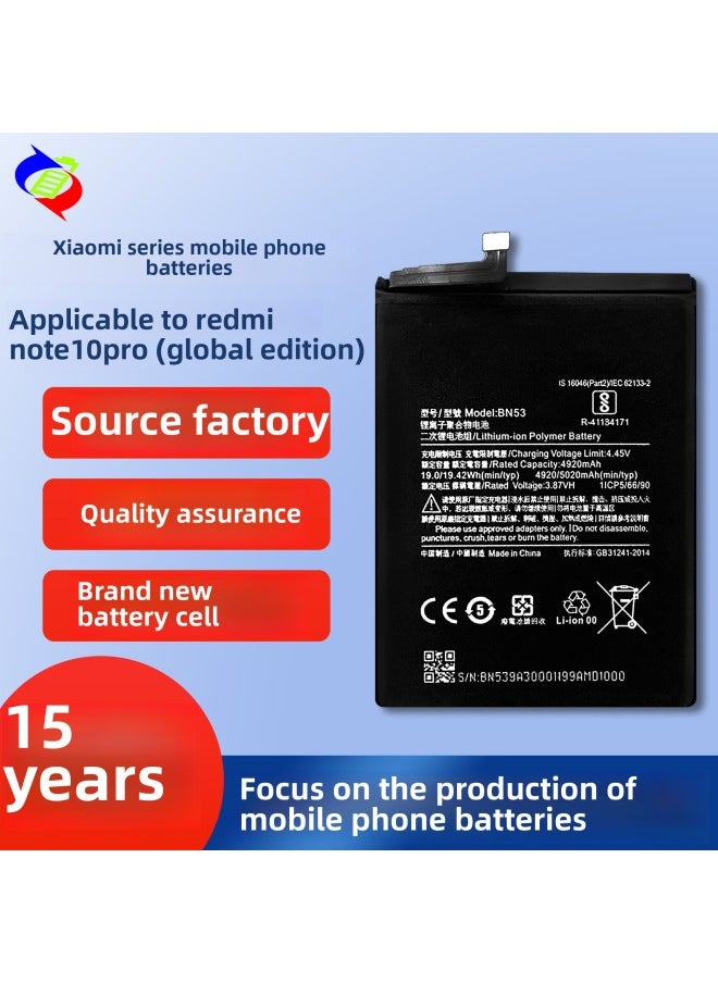 For Xiaomi Redmi Note 10 5G/Note 10 Pro Max/Note 10 Pro Mobile Phone Battery-Standard Capacity:Redmi Note 10 Pro China Edition/BM57