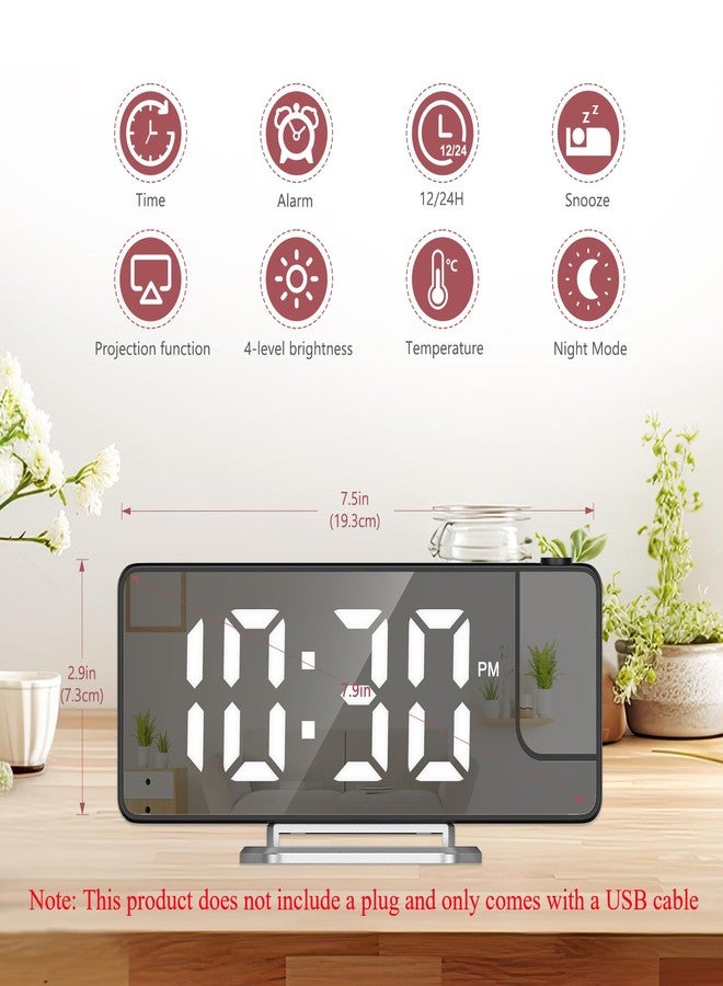 LOFICOPER ساعة منبه رقمية LOFICOPER لغرفة النوم، مزودة بجهاز عرض قابل للدوران 180 درجة، وشاشة LED كبيرة 7.9 بوصة تعرض درجة الحرارة، وخاصية الغفوة، وسطوع قابل للتعديل، وكابل USB، وساعة منضدة ليلية للمنزل والمكتب - Image 2