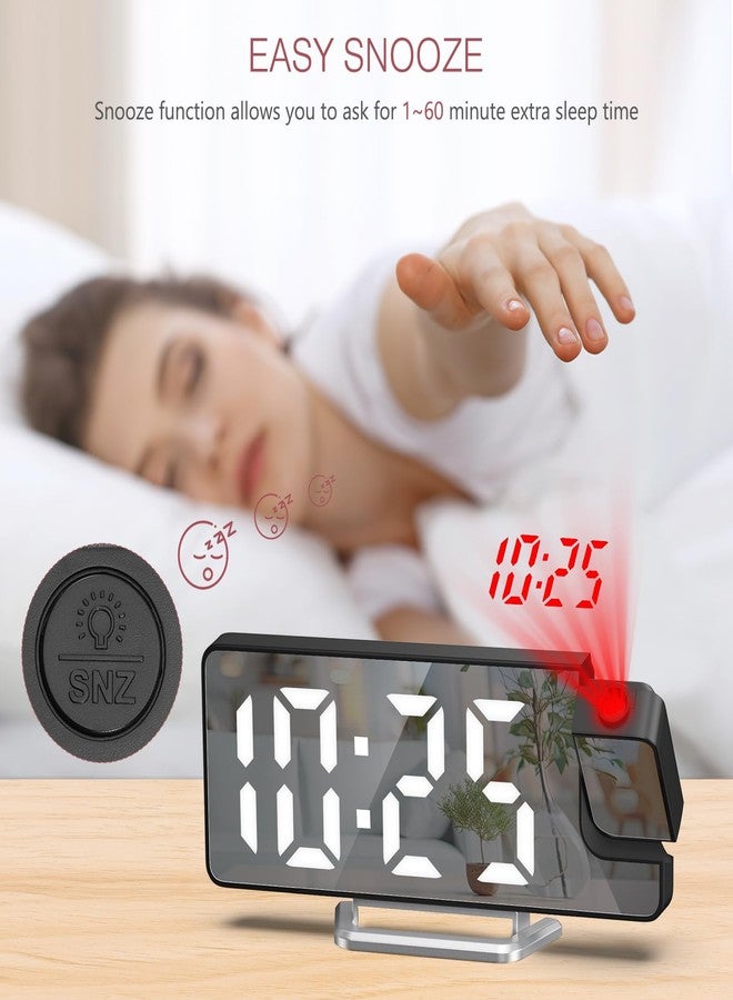 LOFICOPER ساعة منبه رقمية LOFICOPER لغرفة النوم، مزودة بجهاز عرض قابل للدوران 180 درجة، وشاشة LED كبيرة 7.9 بوصة تعرض درجة الحرارة، وخاصية الغفوة، وسطوع قابل للتعديل، وكابل USB، وساعة منضدة ليلية للمنزل والمكتب - Image 5