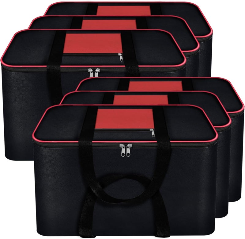 Storite 6-Pack Large Underbed Storage Bags – Moisture-Proof Nylon Cloth Organizer with Zipper & Handles – Red & Black Rectangular Bags (54 x 46 x 28 cm) - Image 1