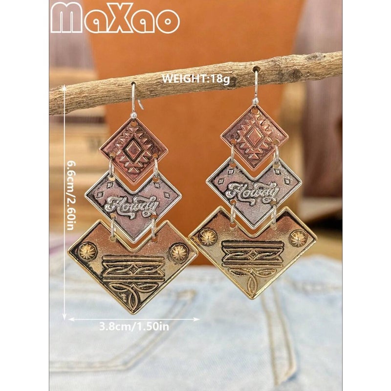 Women's Retro Bohemian Style Patchwork Concho Teardrop Earrings, Suitable For Daily Wear, Add To Your Jewelry Box And Receive Compliments From  Friends - Image 5