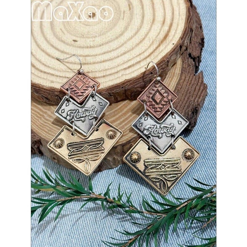 Women's Retro Bohemian Style Patchwork Concho Teardrop Earrings, Suitable For Daily Wear, Add To Your Jewelry Box And Receive Compliments From  Friends - Image 4