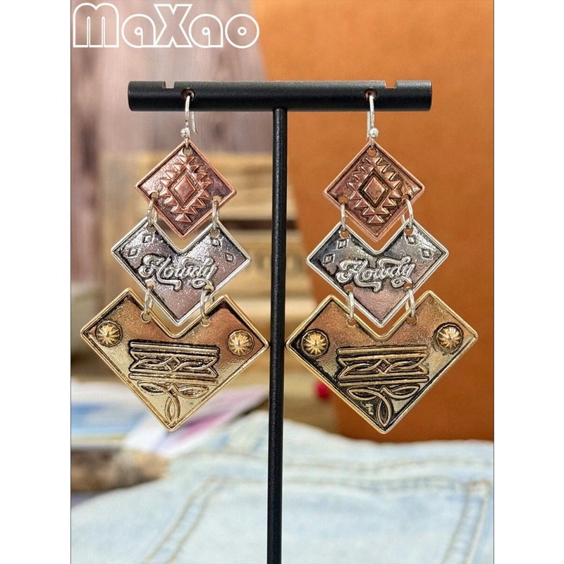 Women's Retro Bohemian Style Patchwork Concho Teardrop Earrings, Suitable For Daily Wear, Add To Your Jewelry Box And Receive Compliments From  Friends - Image 3