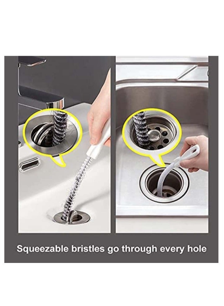 OASIS-TH 2 pcs Sink Cleaning Brush Water Pipe Drain Dredge Tool Bath Plug Long Hair Remover Brush Pipe Overflow Cleaning Brush Drain Unblocker Stick Drain Snake Tube Drain Cleaning  - Image 2