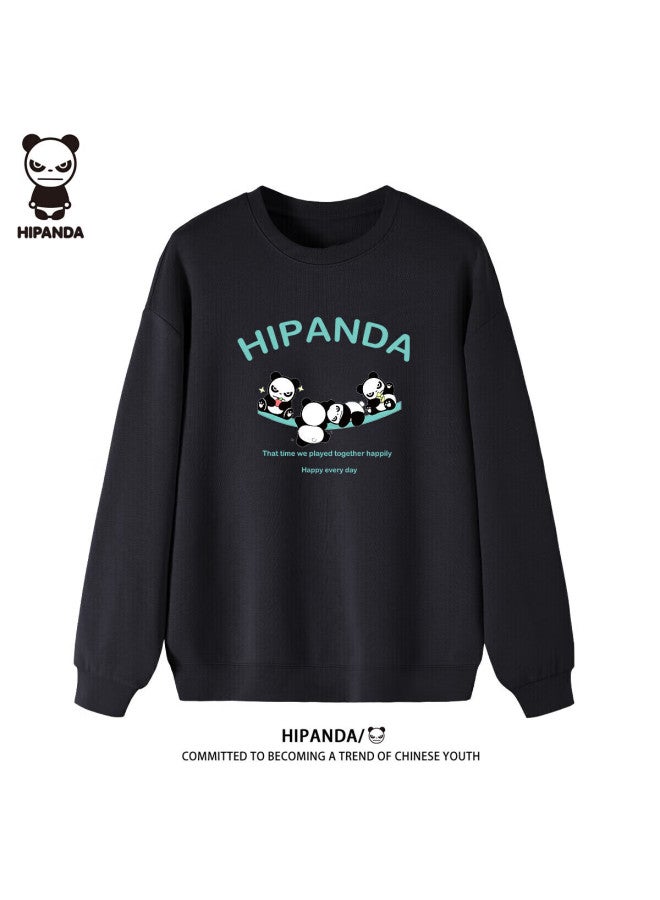 Hipanda Uni Sweatshirt, Autumn American-style Loose Trendy Casual Top For Men And Women, Loose Round Neck, Black, 3XL - Image 1