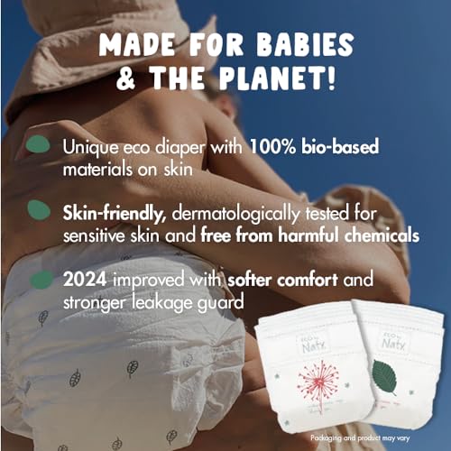 Naty Eco by Naty Eco-Friendly Baby Diapers - 100% Plant-Based Materials on Skin, Soft, for Sensitive Skin & Super Absorbent (Size 3, 180 Count) - Image 3