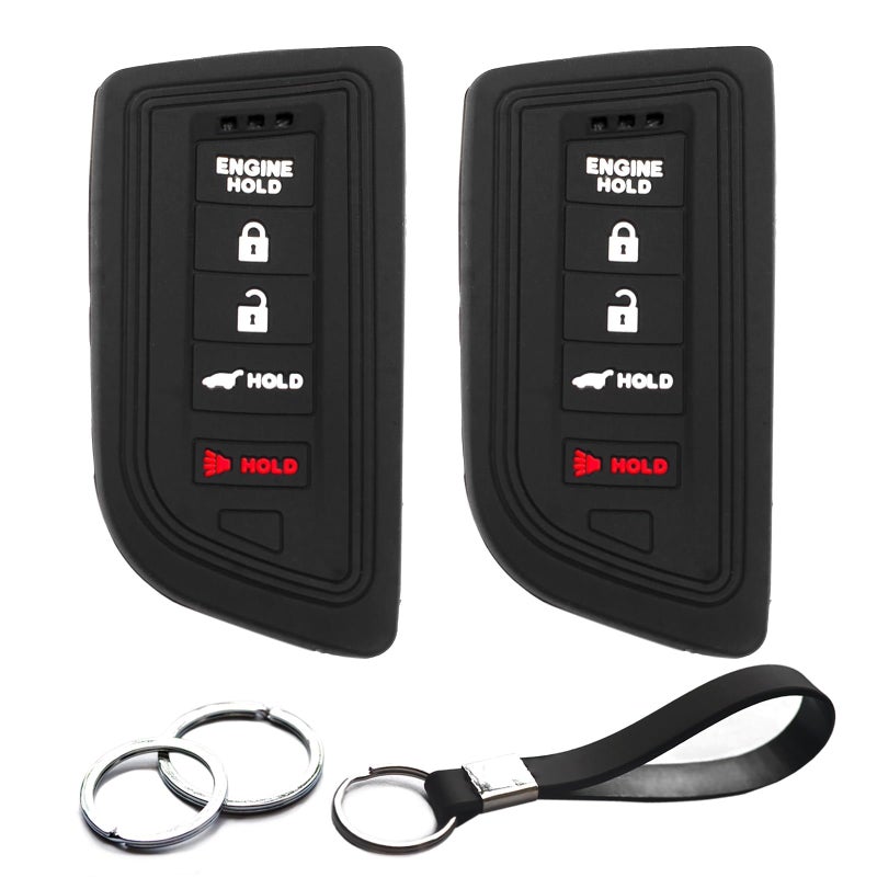 INFIPAR 2pcs Compatible with Acura Integra MDX RDX TLX with Engine Hold Key Fob Cover Case Key Chain Smart 5 Buttons Protector Keyless Remote Holder - Image 1