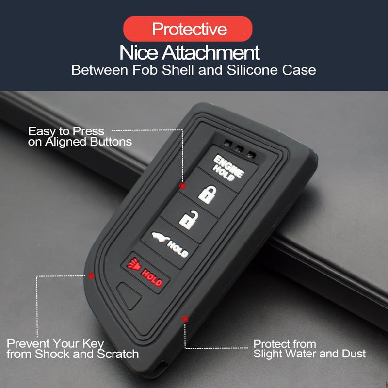 INFIPAR 2pcs Compatible with Acura Integra MDX RDX TLX with Engine Hold Key Fob Cover Case Key Chain Smart 5 Buttons Protector Keyless Remote Holder - Image 4