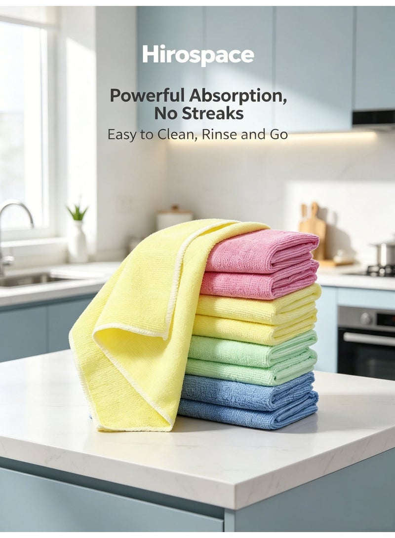 Hirospace 10 Reusable Colored Microfiber Kitchen Towels - Highly Absorbent, Lint-Free Dish Cloth - Versatile, Durable, and Easy to Clean for Home and Kitchen - Image 1