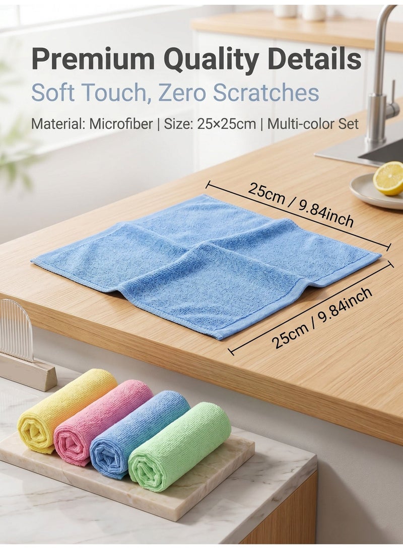 Hirospace 10 Reusable Colored Microfiber Kitchen Towels - Highly Absorbent, Lint-Free Dish Cloth - Versatile, Durable, and Easy to Clean for Home and Kitchen - Image 4