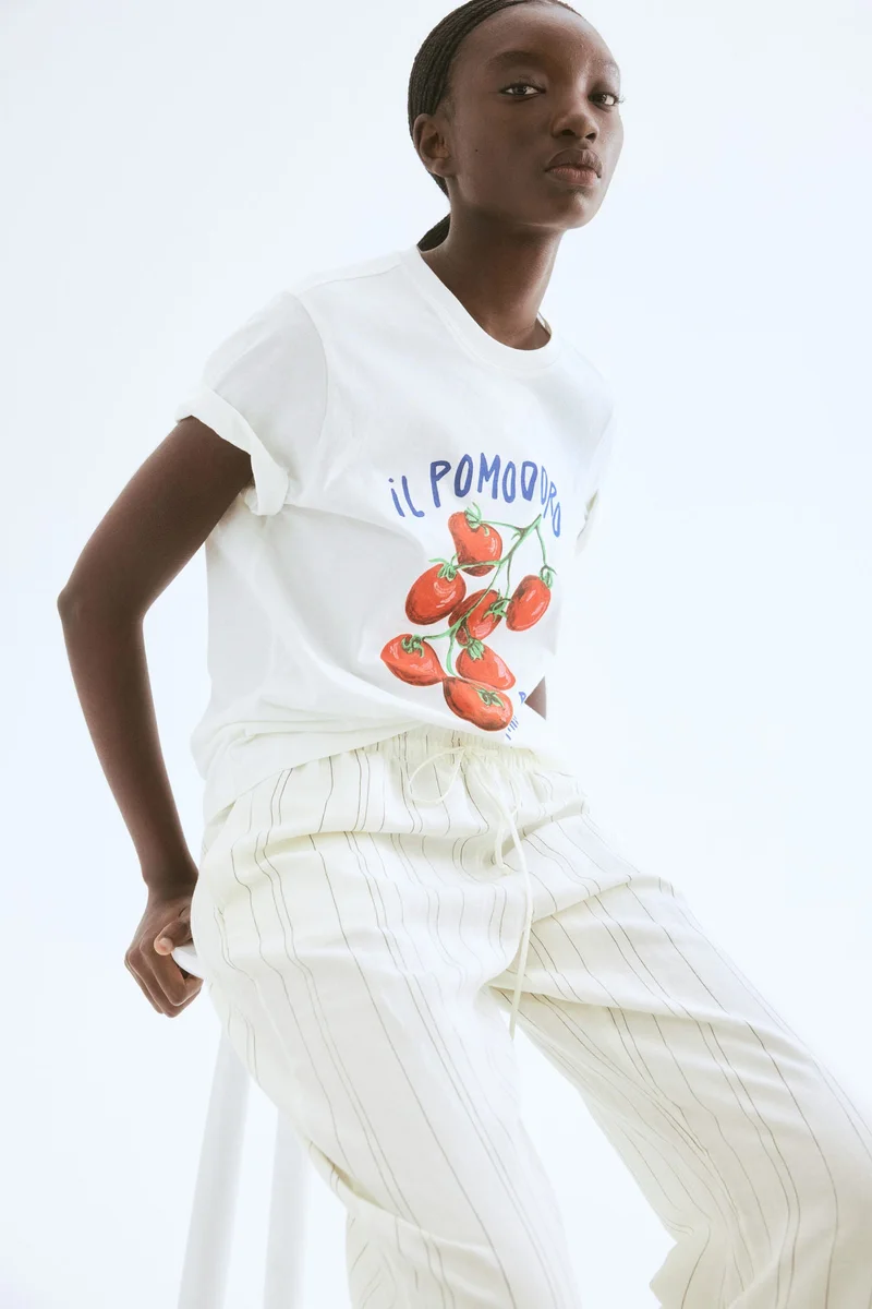 اتش اند ام بنطلون من مزيج الكتان