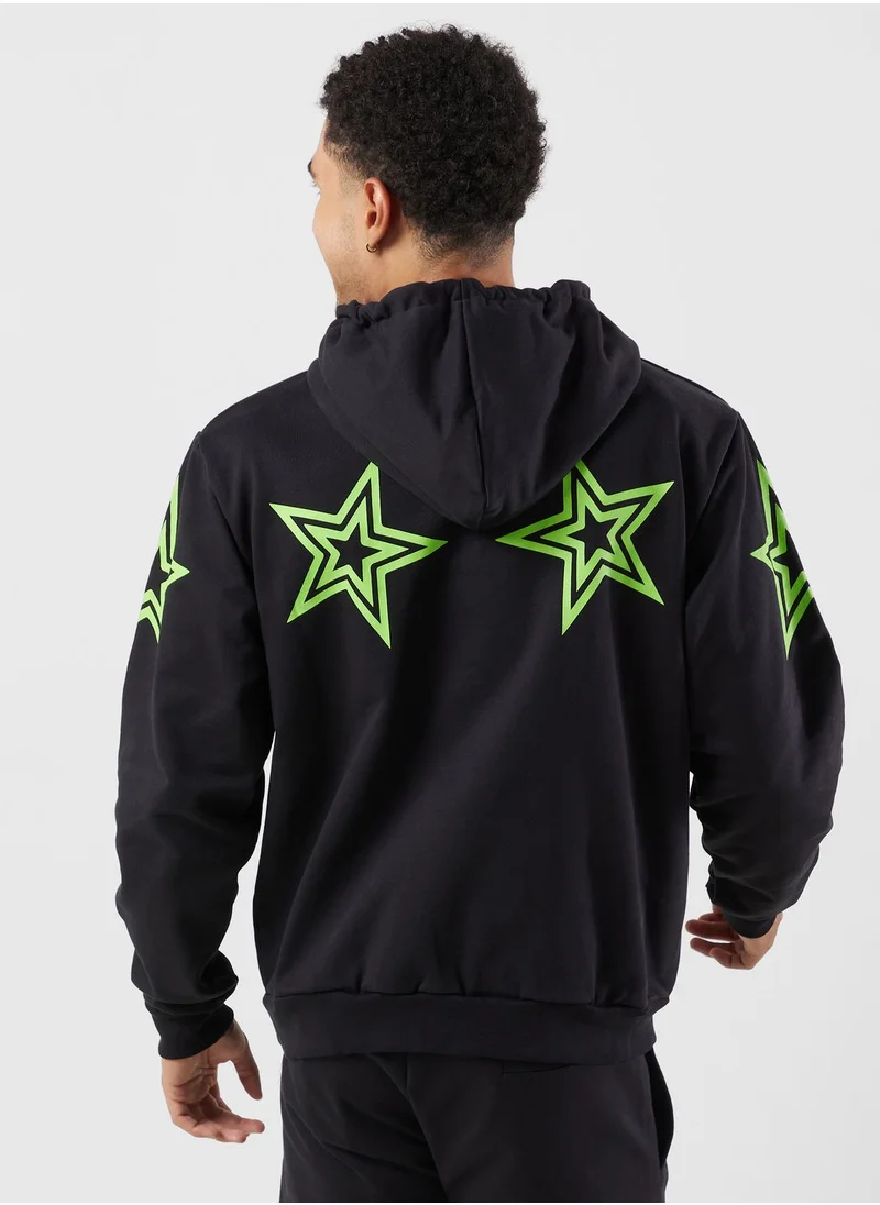 phobia Star Printed Hoodie