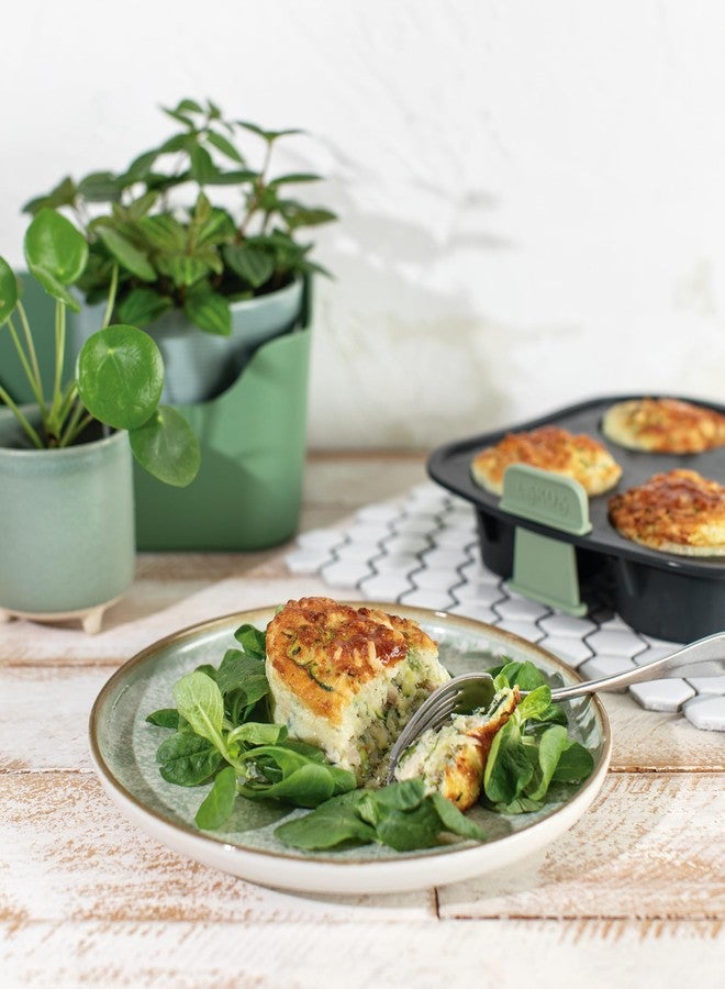 Lekue Lékué Air Fryer Muffin Mold - Make 4 Muffins in under 30 mins - 100% Platinum Silicone Baking Pan for Air Frying, Fits in Draw Tray, Pull-up Handles for Easy Removal, Non-Stick, Easy De-Molding - Image 5