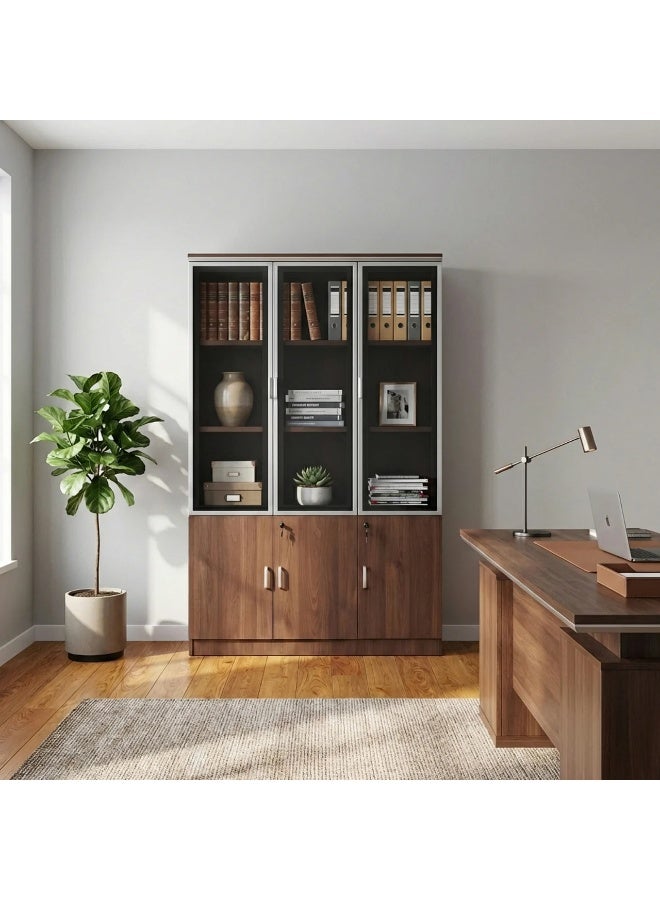 بيتي دولاب تخزين مكتبي خشب 3 باب لون بني فاتح - Image 1