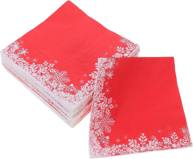 Unomor Disposable Christmas Snowflake Napkins 100pcs Red Holiday Table Napkins for Xmas Party Dinner Festive Paper for Winter Gatherings - Image 1