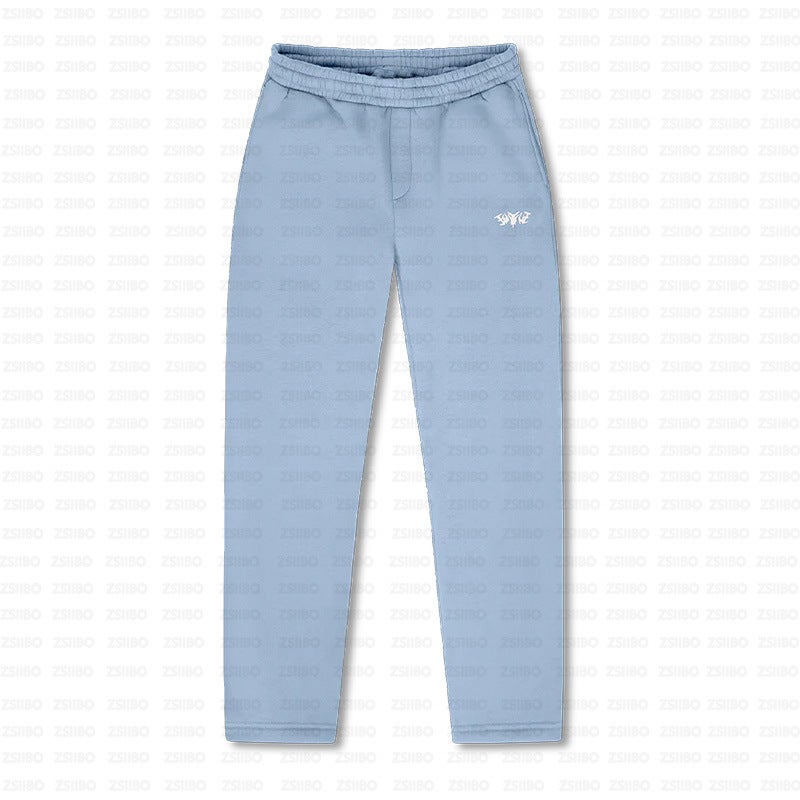 European and American Fashion Simple Loose All-match Hoodie Sweatshirt Pullover Distinctive Embroidered Mens and Womens Pullover Sweater Pants Pink Trousers - Image 2