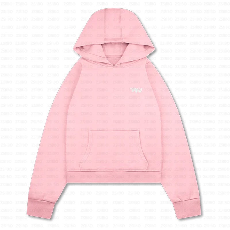 European and American Fashion Simple Loose All-match Hoodie Sweatshirt Pullover Distinctive Embroidered Mens and Womens Pullover Sweater Pants Pink Trousers - Image 5