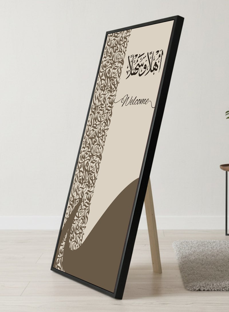 لوحة كانفاس على إطار خشبي بإطار خارجي أسود مع حامل خلفي بتصميم اهلا وسهلا - Image 2