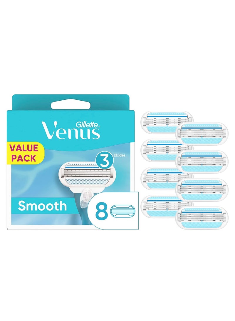 Gillette شفرات حلاقة جيليت فينوس سموذ للنساء، 8 قطع، مزودة بترطيب لحماية البشرة من التهيج - Image 1